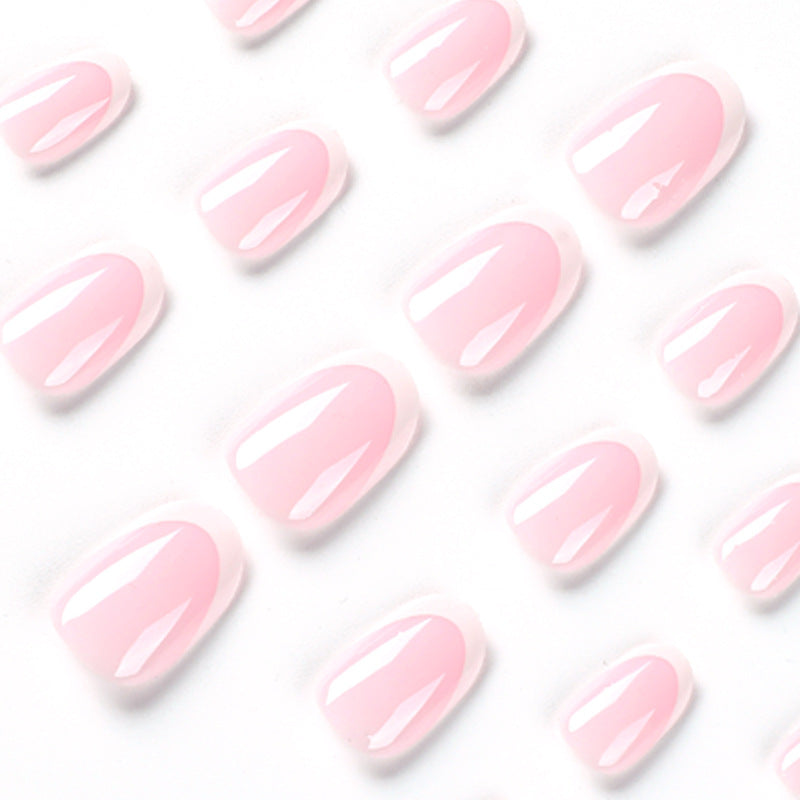 Classic French White Edge Nails - Pink ABS Press-On Set