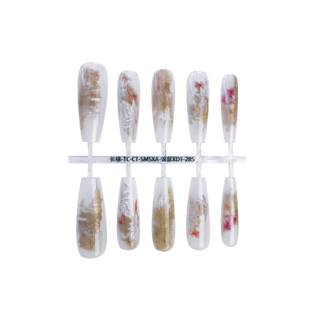 New Chinese Style Gradient Coloring Wind Wear Prefabricated Nail Tip Long Ladder