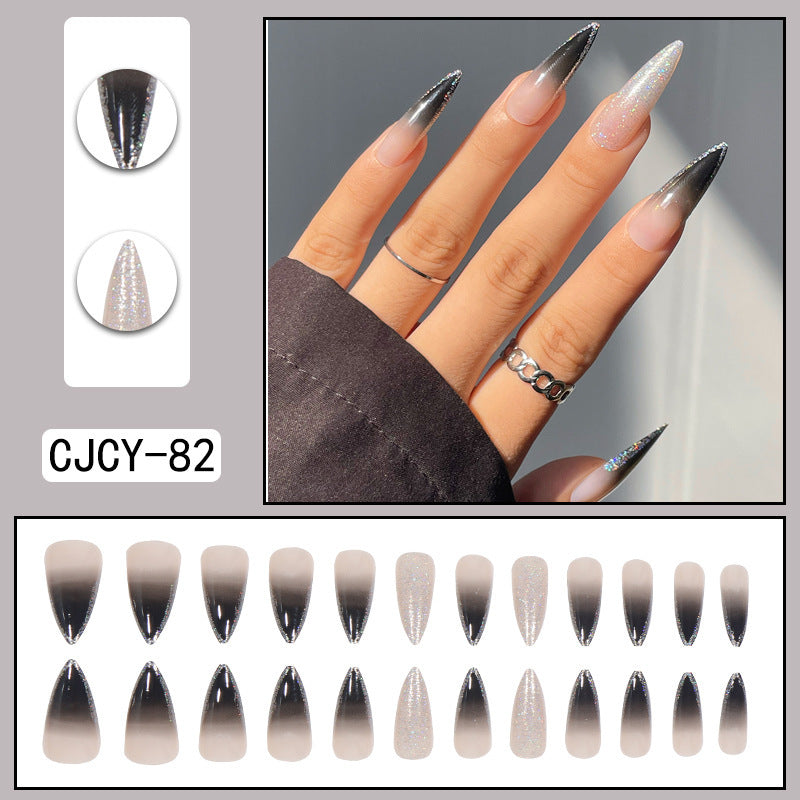 Long Pointed Gradient Nails - Blooming Electroplated Tips