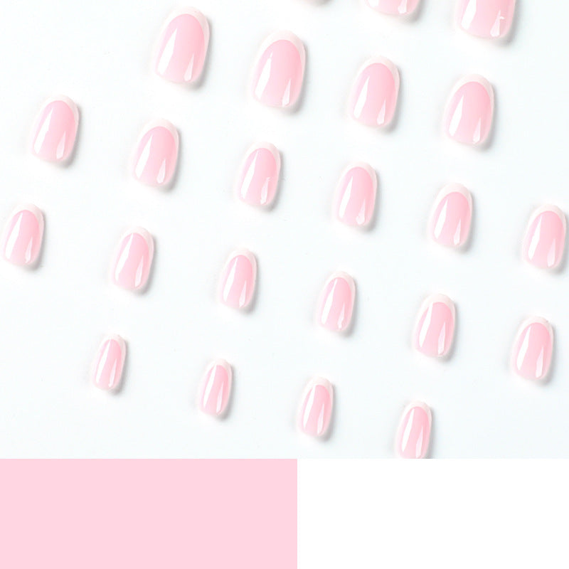 Classic French White Edge Nails - Pink ABS Press-On Set