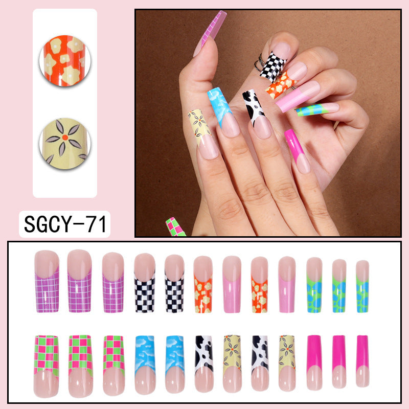 Long Pointed Gradient Nails - Blooming Electroplated Tips