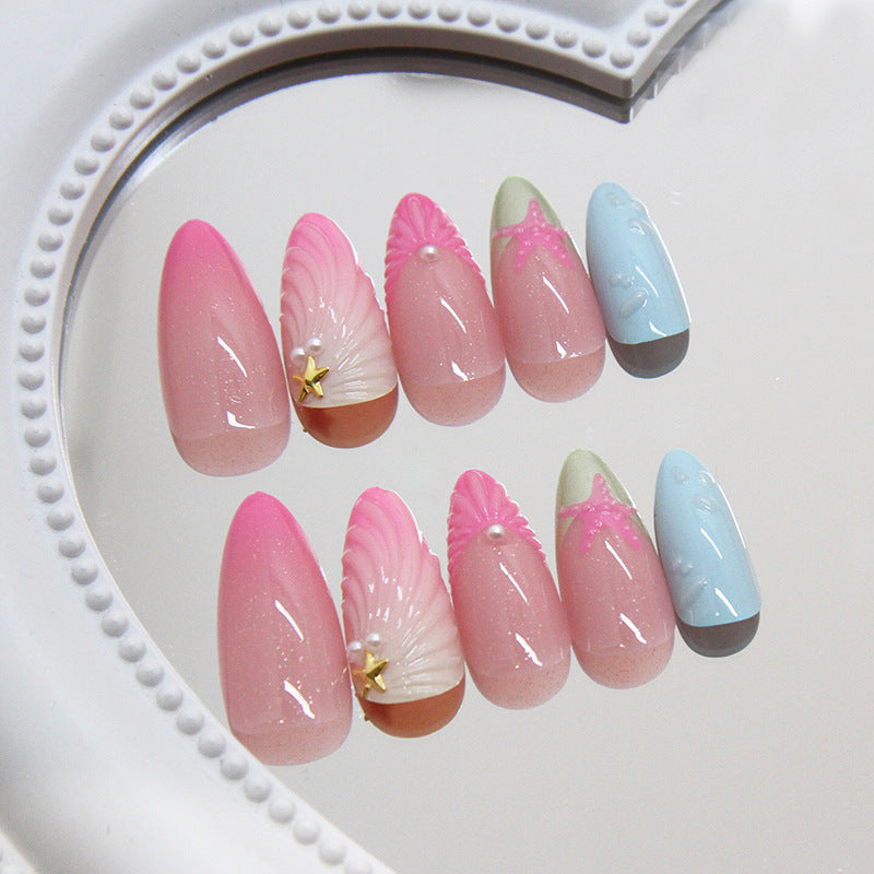 Sweet Press-On Nails – Starfish & Shell Nail Art