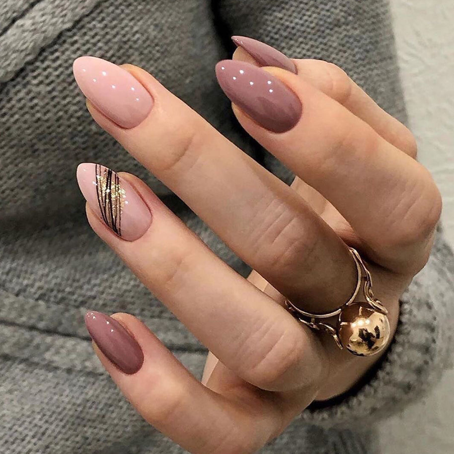 Almond Shape Press On Nails - 24pc Matte Frosted Nail Tips