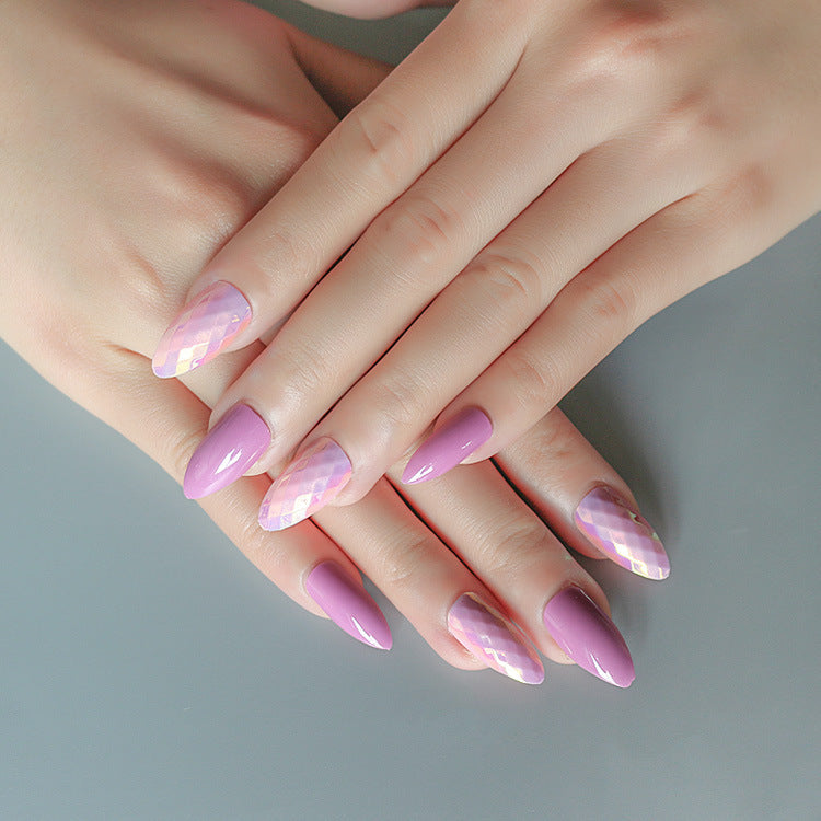 Oval False Nails - 24pcs Solid Color Wearable Nail Set