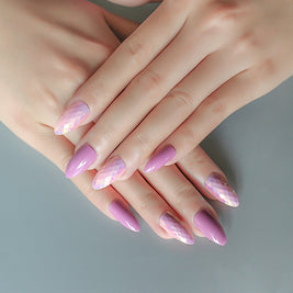 Oval False Nails - 24pcs Solid Color Wearable Nail Set