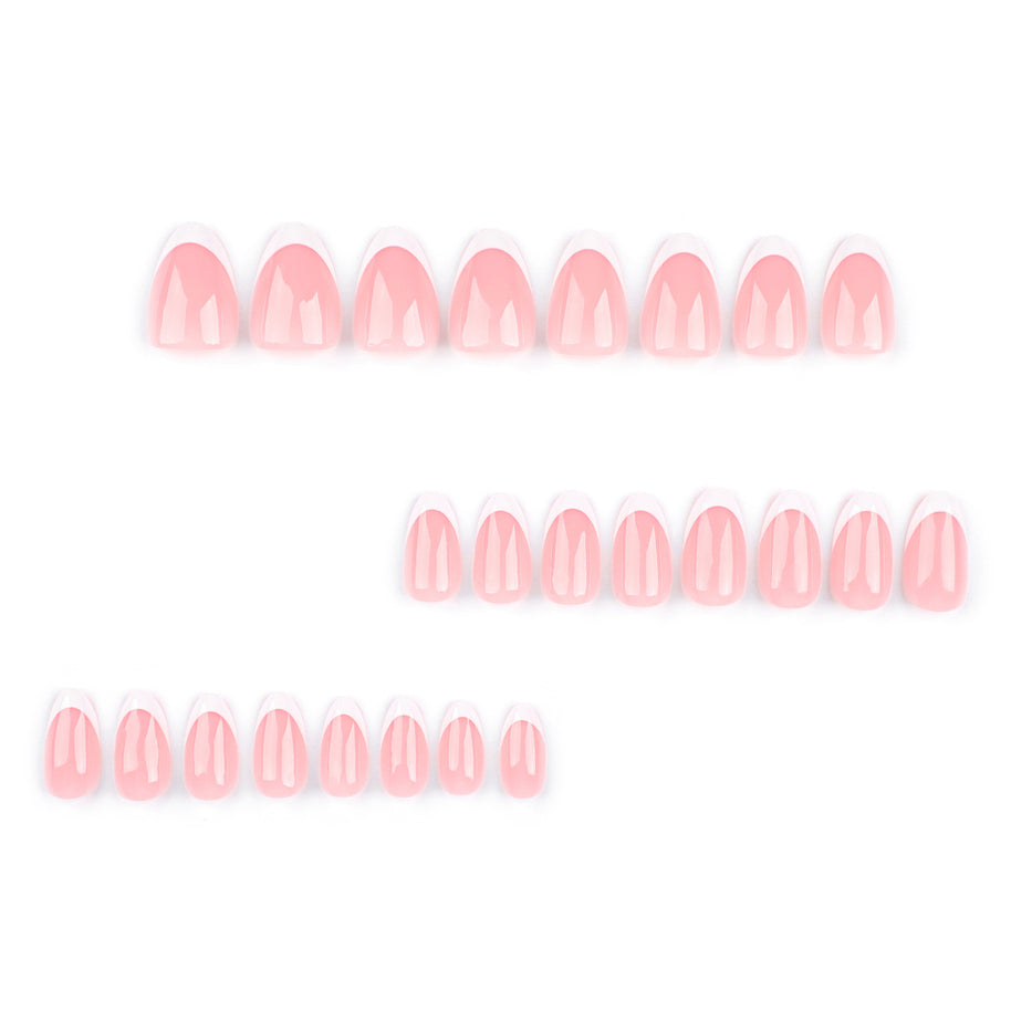 Classic French White Nail Tips - Short Pointed Press-On Set