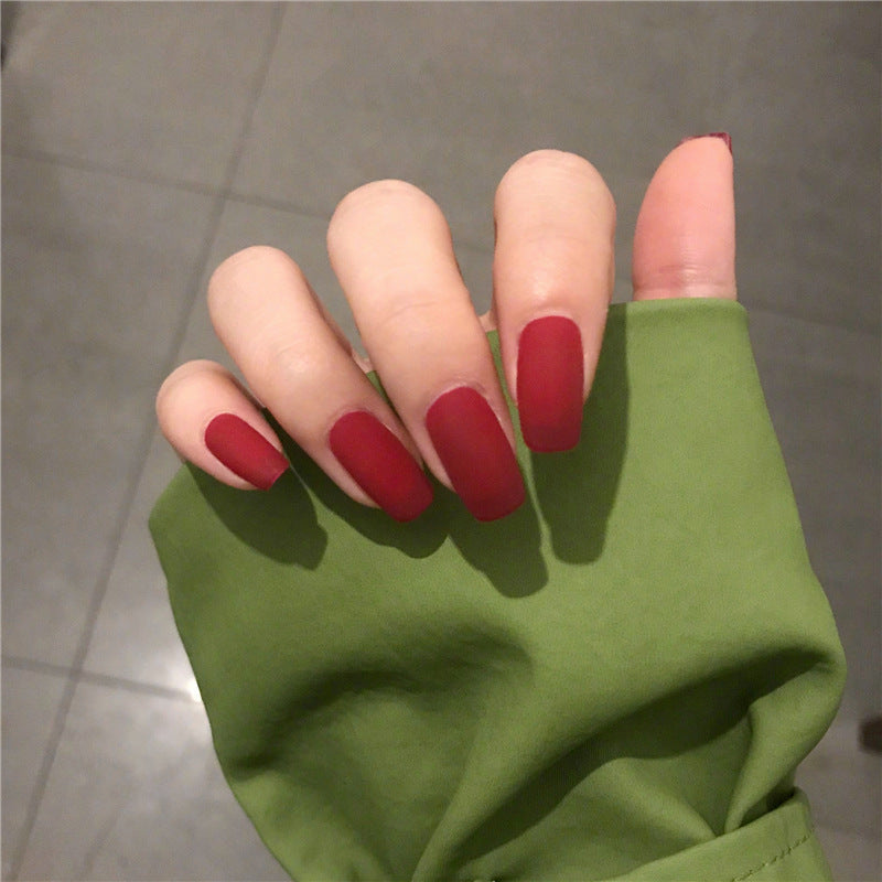 Matte Red False Nails - 24pc Medium Length Manicure Set