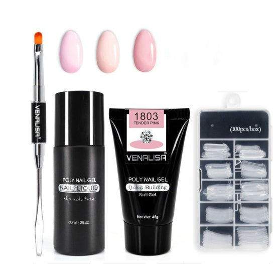 Professional Nail Gel Polish Kit - 100 Tips + Builder Gel Included