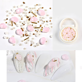 Mixed Crystal Nail Jewelry - Pearl & Steel Ball Rivet Set