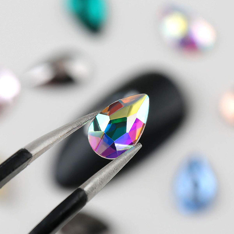 3D Nail Art Rhinestone Set - 120pcs AB Color Resin Drills + Tools