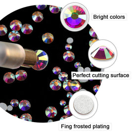 3D Nail Art Rhinestone Set - 120pcs AB Color Resin Drills + Tools