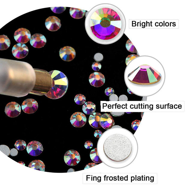 3D Nail Art Rhinestone Set - 120pcs AB Color Resin Drills + Tools