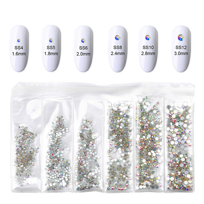 3D Nail Art Rhinestone Set - 120pcs AB Color Resin Drills + Tools