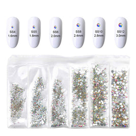 3D Nail Art Rhinestone Set - 120pcs AB Color Resin Drills + Tools
