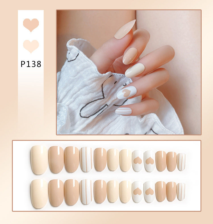 Love Peach Heart Long Press On Nails