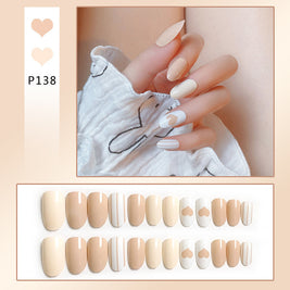 Love Peach Heart Long Press On Nails