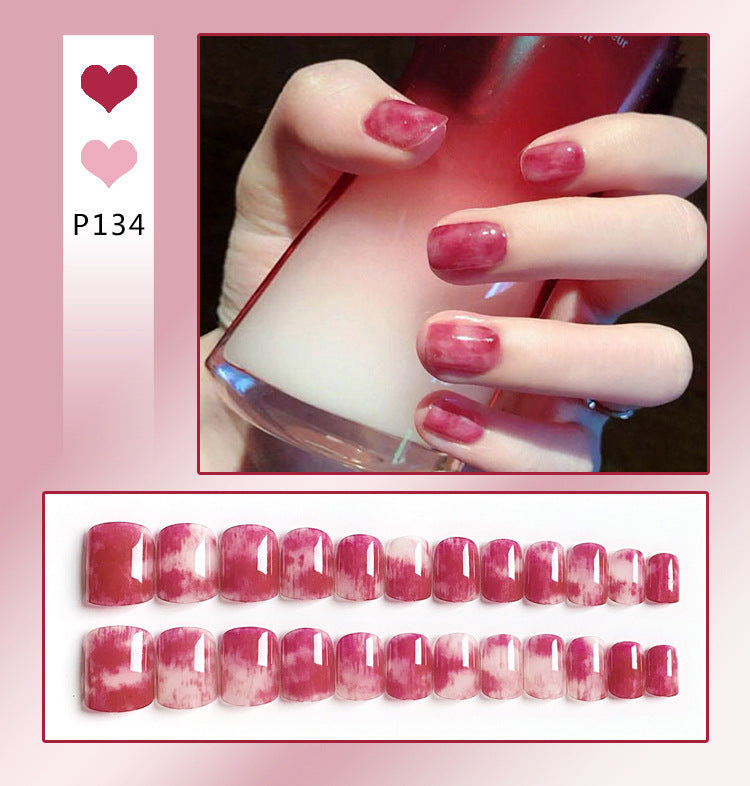 Love Peach Heart Long Press On Nails
