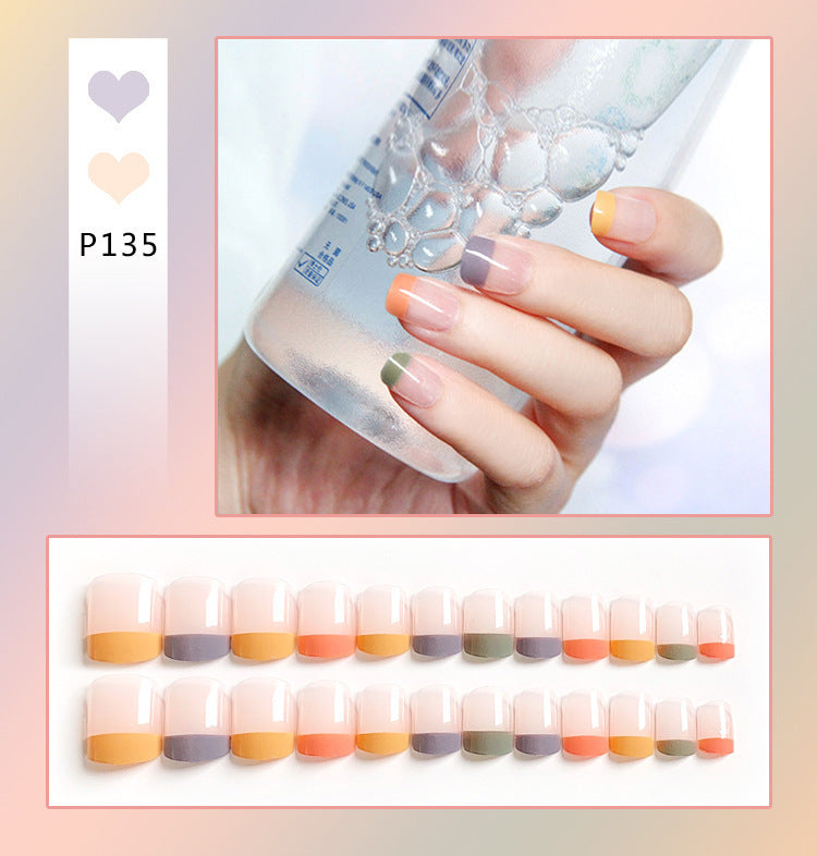 Love Peach Heart Long Press On Nails