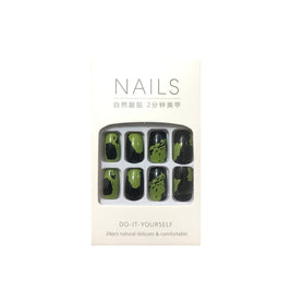 Graffiti Art Press On Nails - Futuristic Black & Green Design