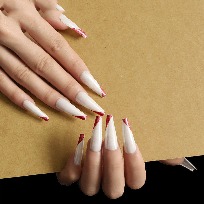 Rose Gold Ballet Press On Nails - 24pc Long French Manicure Set