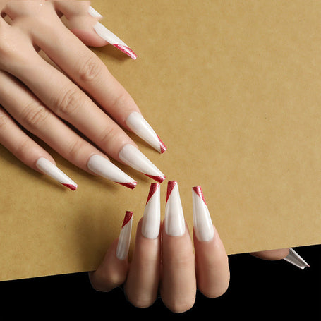 Rose Gold Ballet Press On Nails - 24pc Long French Manicure Set