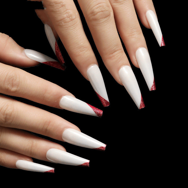 Rose Gold Ballet Press On Nails - 24pc Long French Manicure Set
