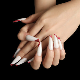 Rose Gold Ballet Press On Nails - 24pc Long French Manicure Set