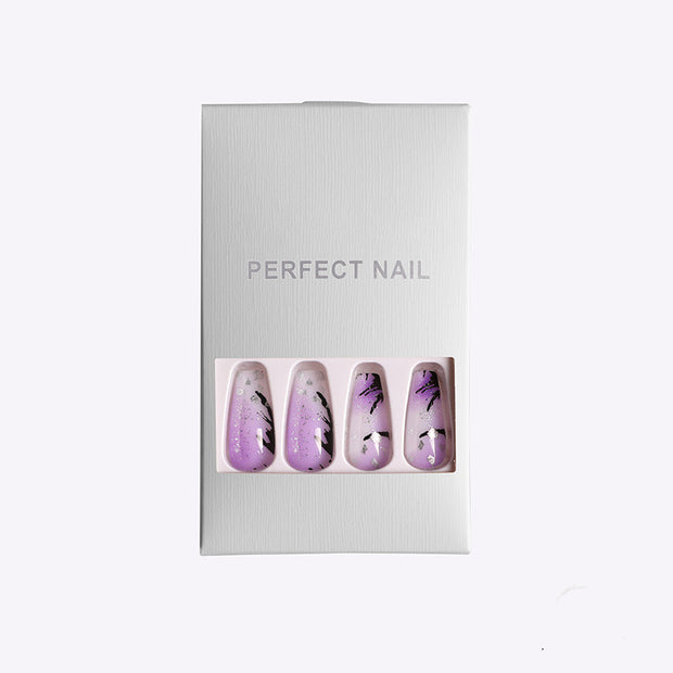 Ballet Coffin False Nail Dream Purple Teng Halo Nail Dye Manicure Kit False Nail