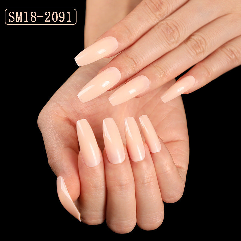 Long Ballet Press On Nails - Solid Color False Nails Set