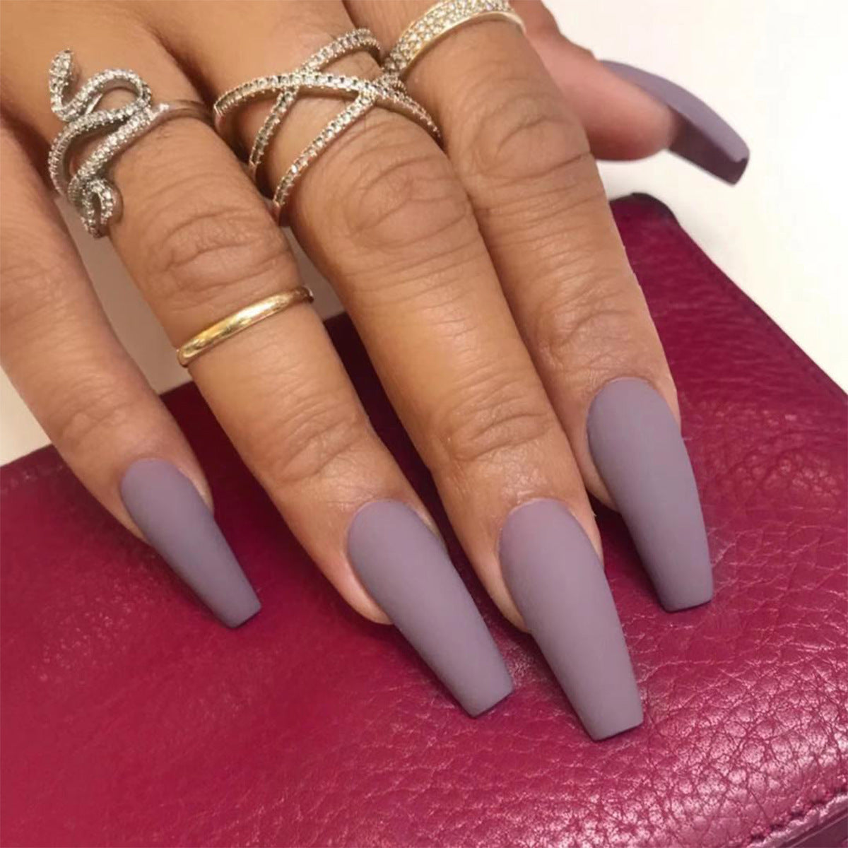 Solid Color Ballet Press On Nails - 24PC Long Length Set