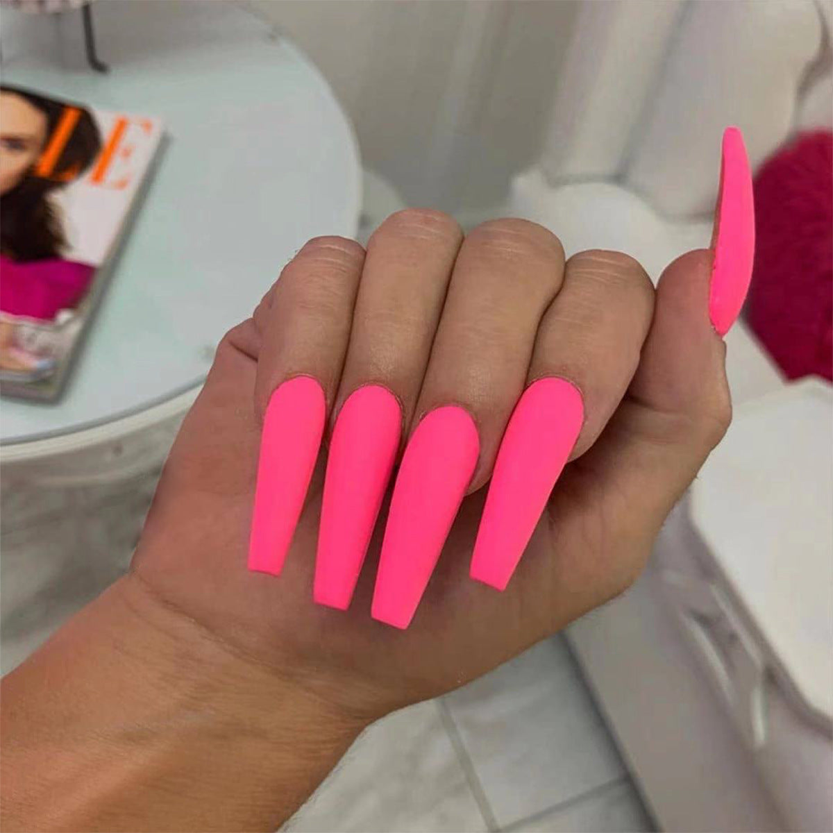 Solid Color Ballet Press On Nails - 24PC Long Length Set