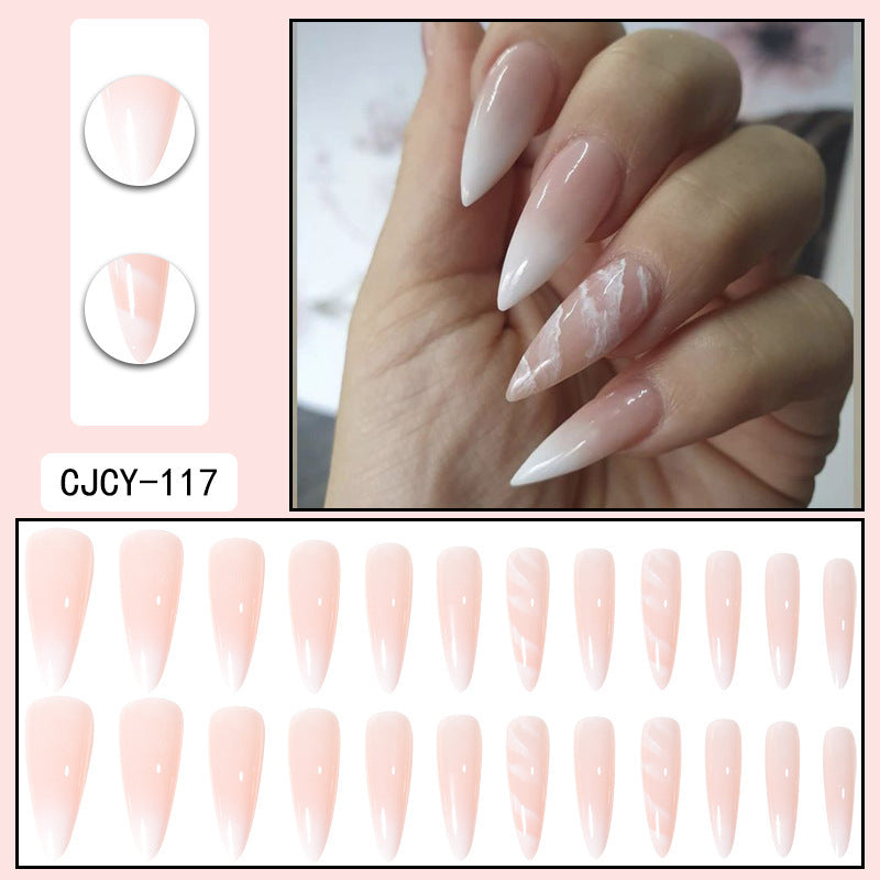 Long Pointed Gradient Nails - Blooming Electroplated Tips