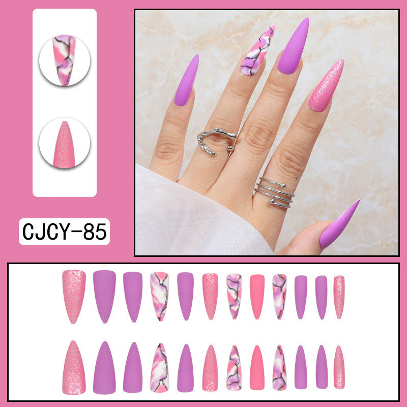 Long Pointed Gradient Nails - Blooming Electroplated Tips