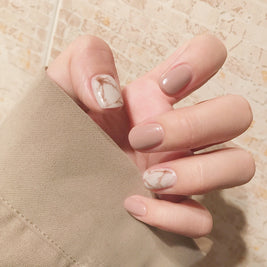 Light Khaki Smudge Nails - 24PC Press-On Manicure Set