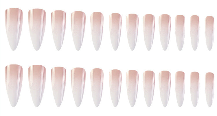 Milky White Gradient Nails - Long Drop Shape Press-On Set