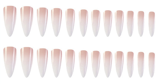 Milky White Gradient Nails - Long Drop Shape Press-On Set
