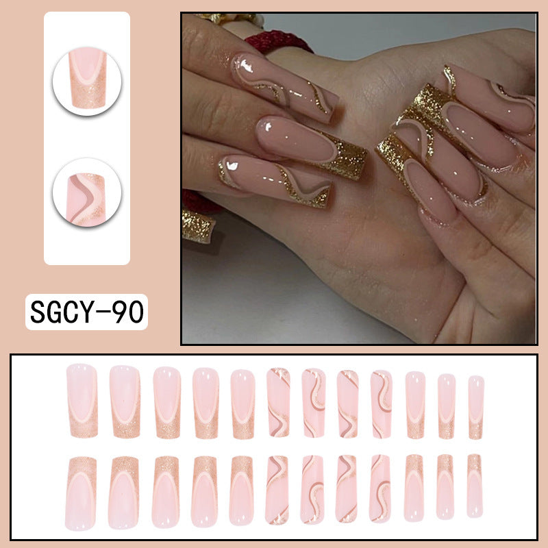 Long Pointed Gradient Nails - Blooming Electroplated Tips