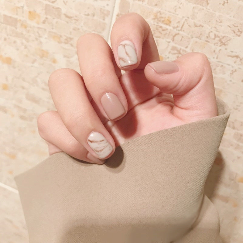 Light Khaki Smudge Nails - 24PC Press-On Manicure Set