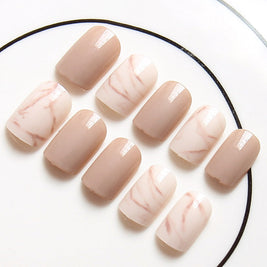 Light Khaki Smudge Nails - 24PC Press-On Manicure Set