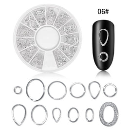 Professional Nail Art Sequins - Silver Rivet Xingyue 12 Grid Kit