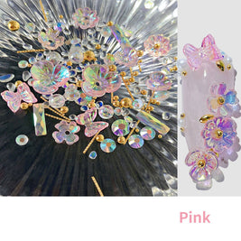 3D Flower Butterfly Nail Decor - 15g Ice-Through Nail Art Sequins