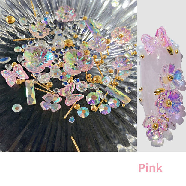 3D Flower Butterfly Nail Decor - 15g Ice-Through Nail Art Sequins