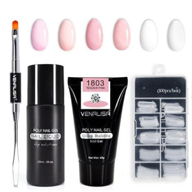 Professional Nail Gel Polish Kit - 100 Tips + Builder Gel Included