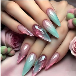 French Wear Nail Glossy Blue And Purple