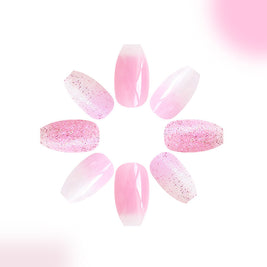 Glossy Glitter Gradient Nails - Short Trapezoid Nail Art