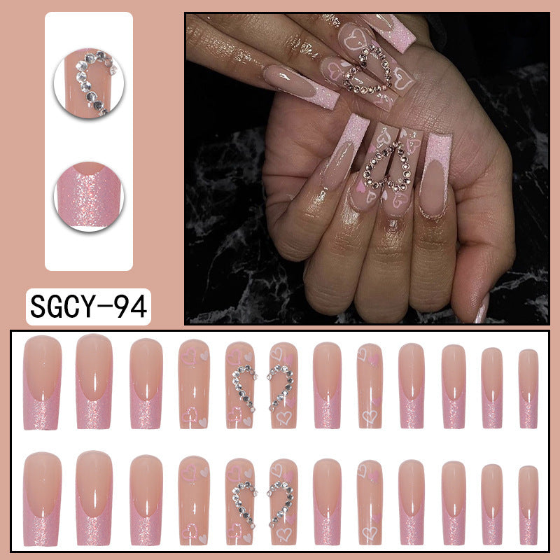 Long Pointed Gradient Nails - Blooming Electroplated Tips
