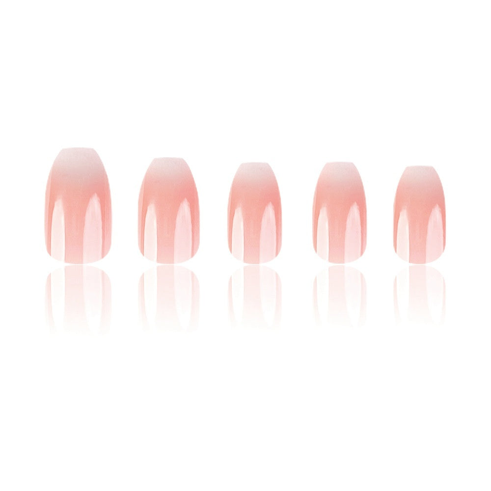 Pink & White Gradient Nails – Plaid Ballet Press-On Set