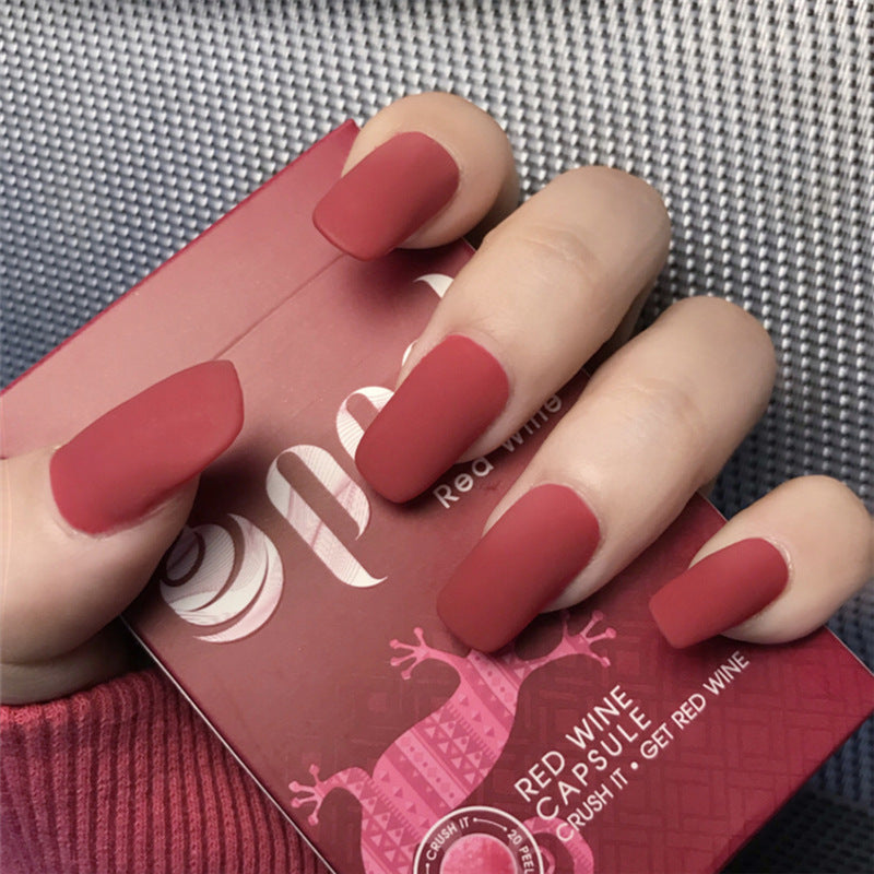 Matte Red False Nails - 24pc Medium Length Manicure Set