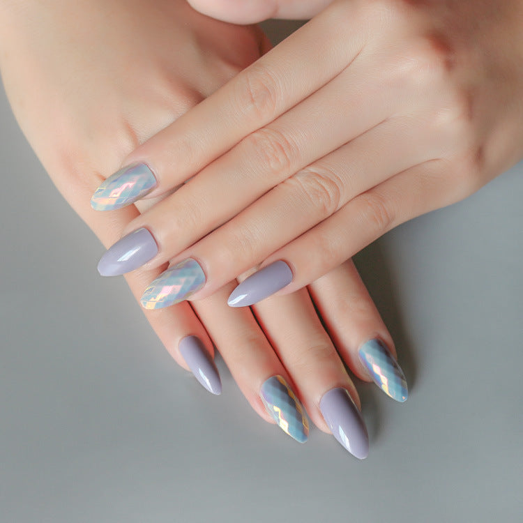 Oval False Nails - 24pcs Solid Color Wearable Nail Set