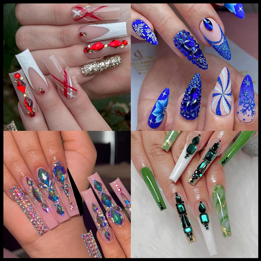 Professional Nail Art Rhinestones - 24 Grid Kit with AB & Colored Diamonds